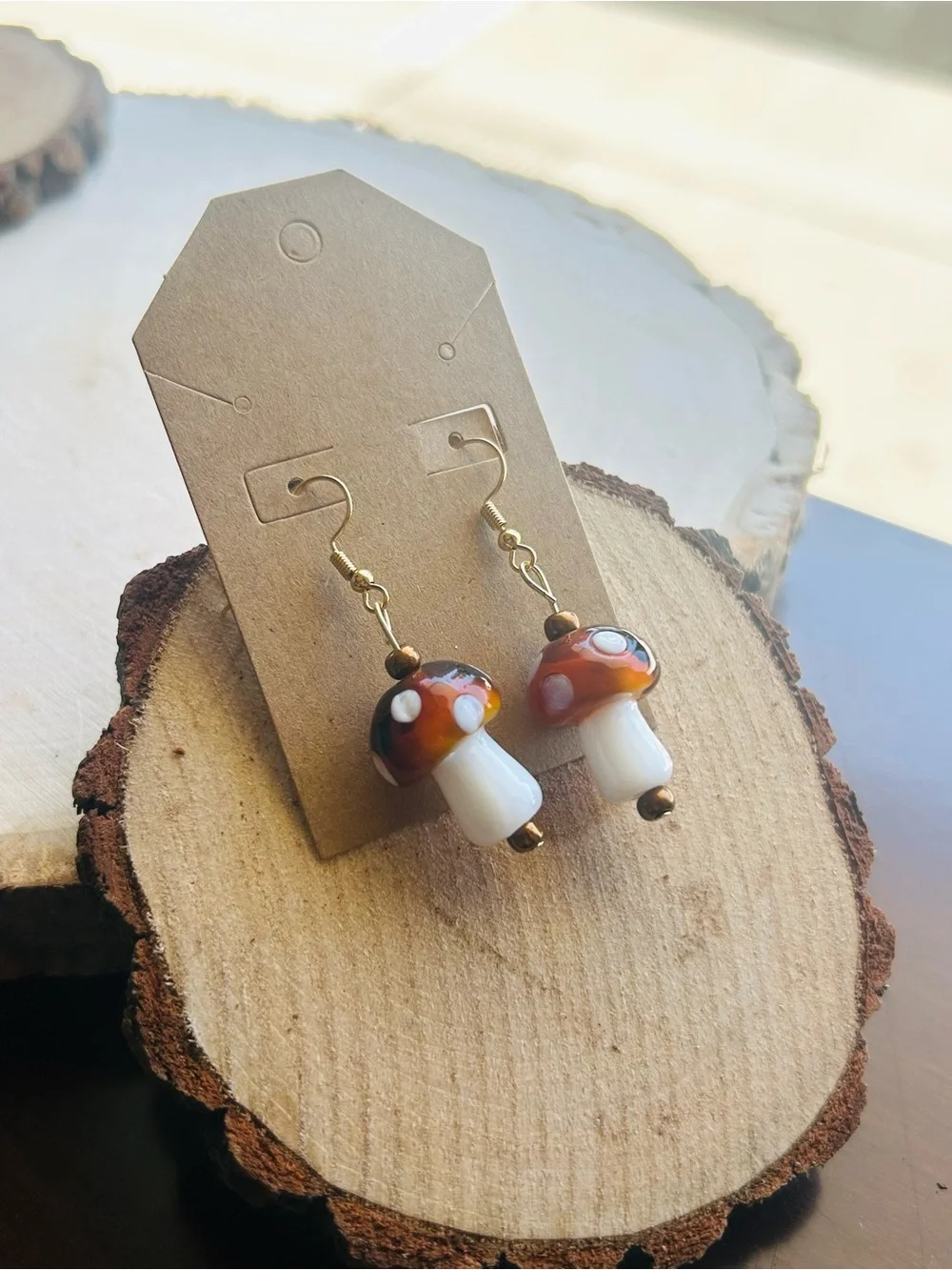 Mushroom Dangle Earrings Cottagecore Boho Witchy Jewelry